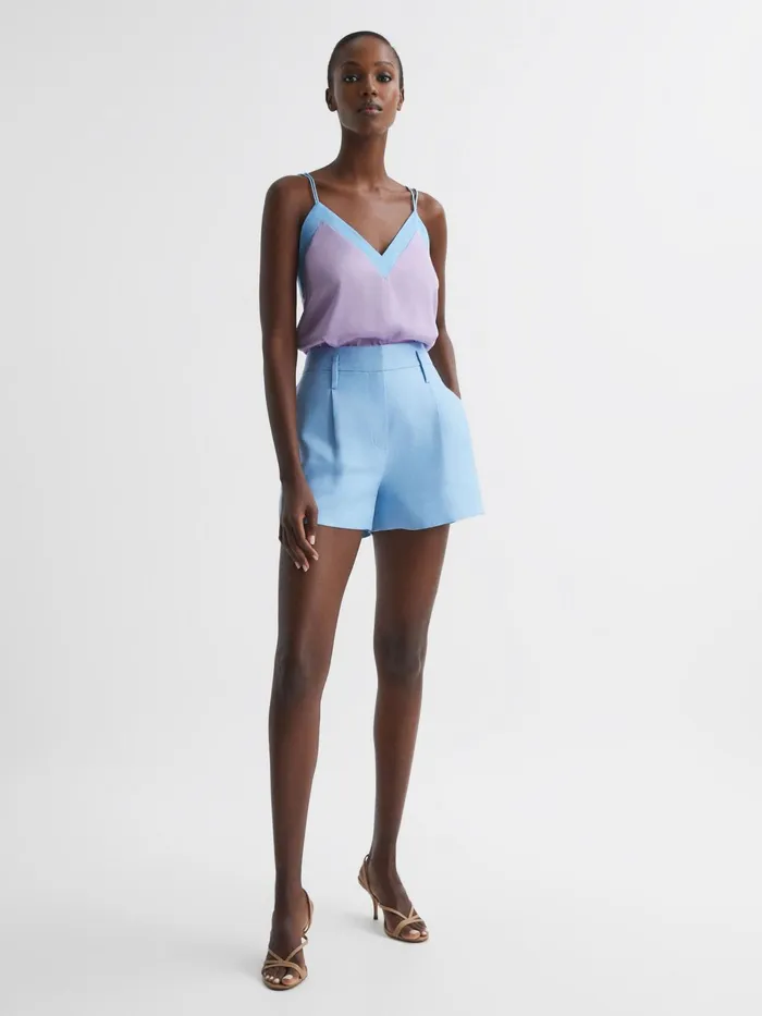 Reiss TShirts and Vests Payton Silk Blend Colourblock Vest Lilacblue 8211 Women