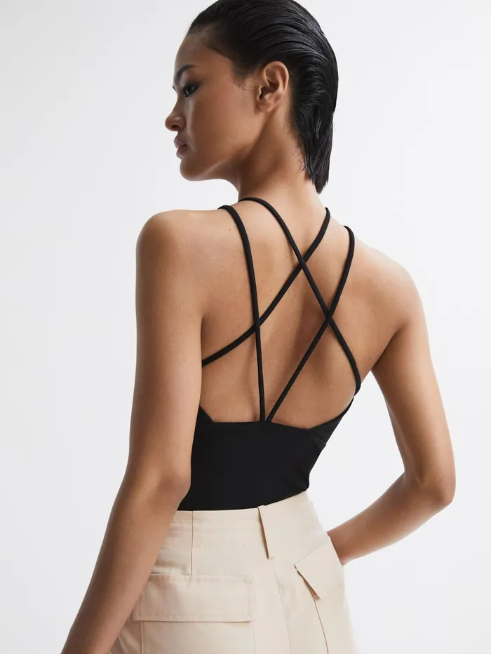 Reiss TShirts and Vests Raquel Strappy CutOut Top Black 8211 Women