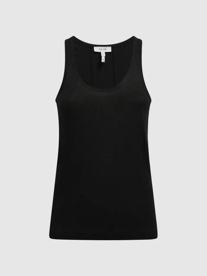 Reiss TShirts and Vests Taloulah Linen Crew Neck Vest Black 8211 Women
