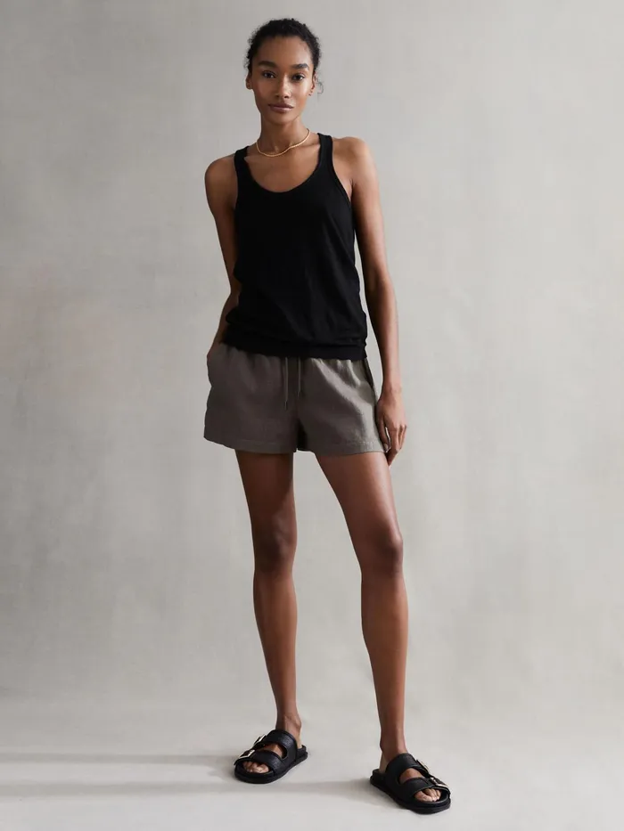 Reiss TShirts and Vests Taloulah Linen Crew Neck Vest Black 8211 Women
