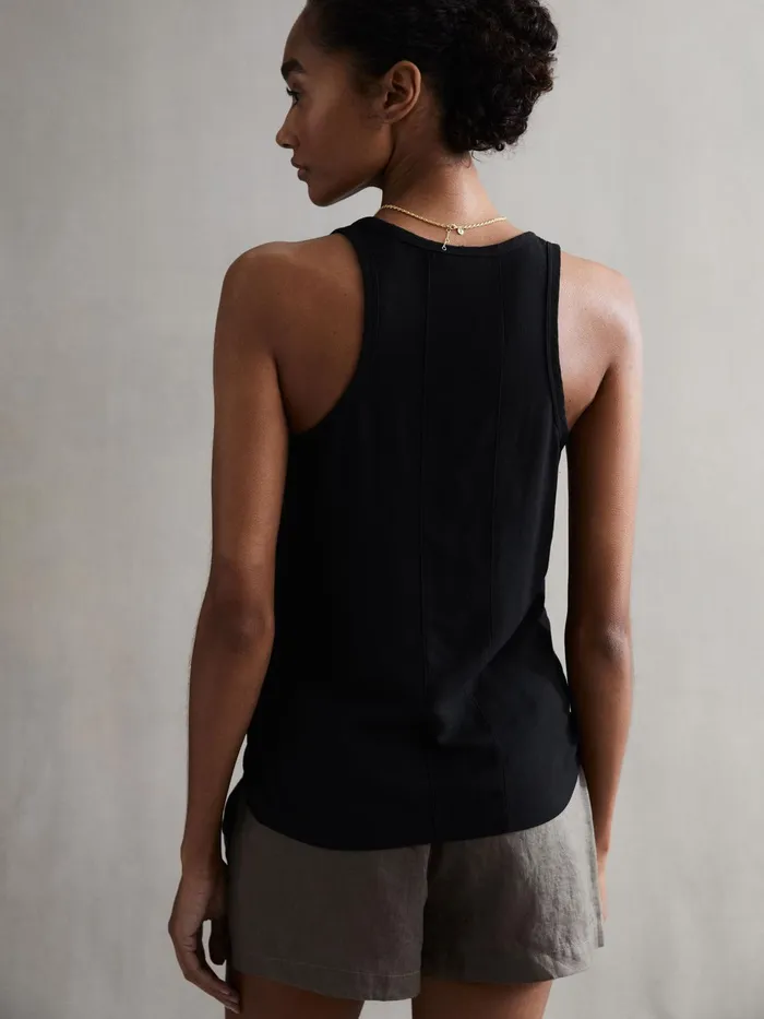 Reiss TShirts and Vests Taloulah Linen Crew Neck Vest Black 8211 Women