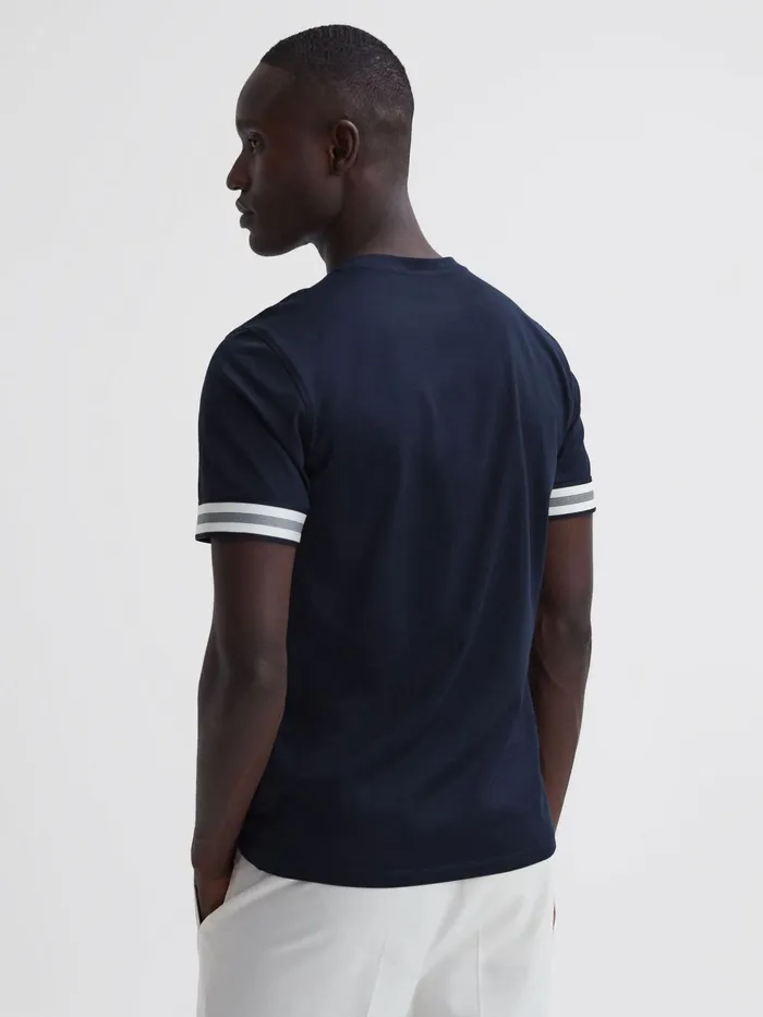 Reiss TShirts Dune Mercerised Cotton Striped TShirt Navy 8211 Men