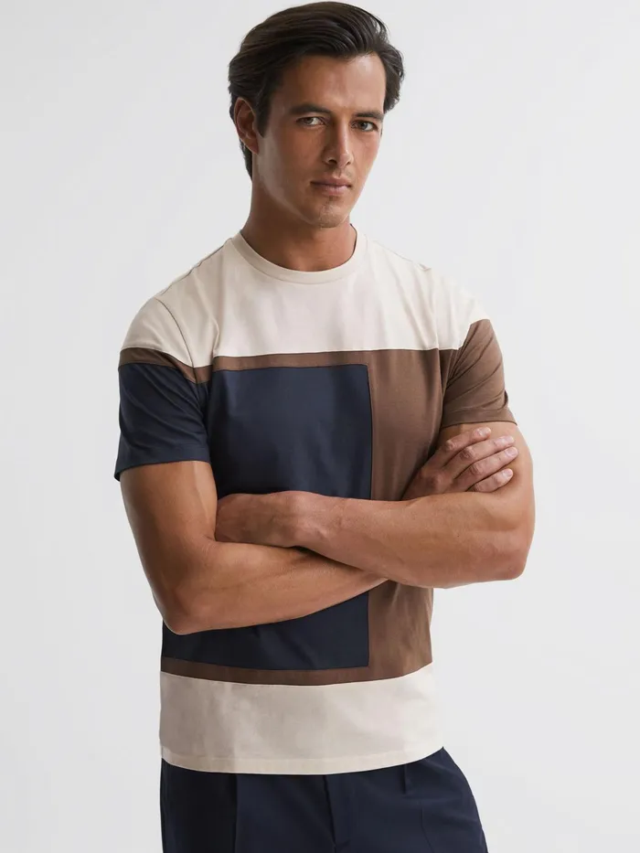 Reiss TShirts Holborn Mercerised Cotton Colourblock TShirt Navy Multi 8211 Men Reiss TShirts Holborn Mercerised Cotton Colourblock TShirt Navy Multi 8211 Men