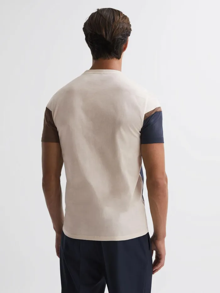 Reiss TShirts Holborn Mercerised Cotton Colourblock TShirt Navy Multi 8211 Men