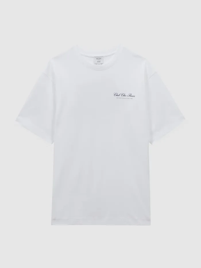 Reiss TShirts Villa Reiss Ch Motif Crew Neck TShirt Off White 8211 Men