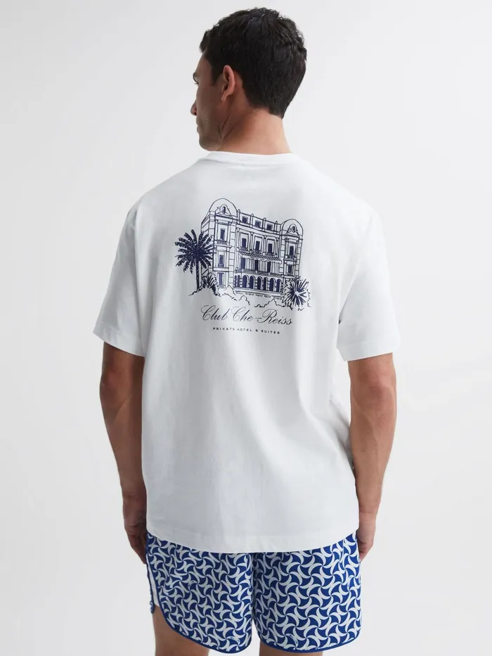 Reiss TShirts Villa Reiss Ch Motif Crew Neck TShirt Off White 8211 Men