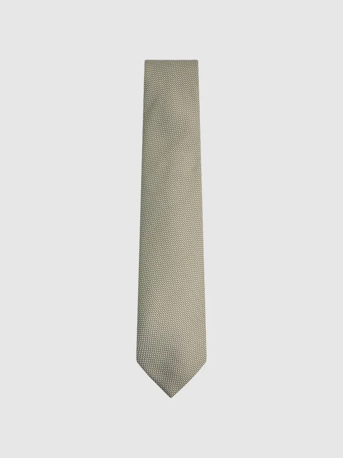 Reiss Ties and Pocket Squares Ceremony Textured Silk Tie Soft Sage 8211 Men