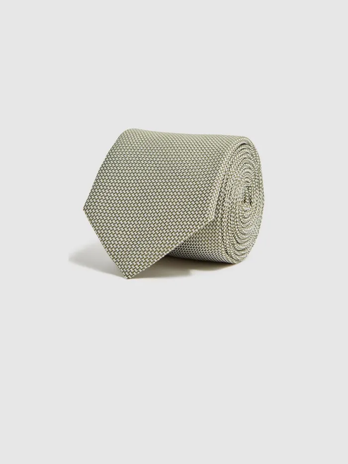 Reiss Ties and Pocket Squares Ceremony Textured Silk Tie Soft Sage 8211 Men