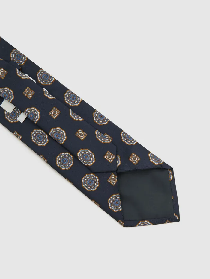 Reiss Ties and Pocket Squares Imperio Medallion Printed Silk Tie Chocolate 8211 Men