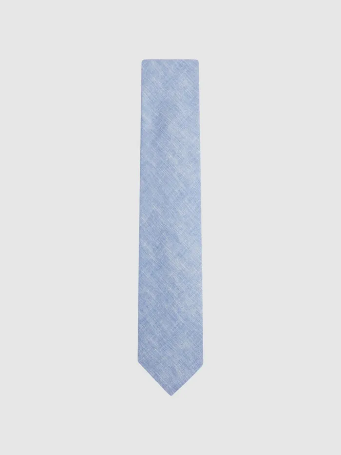 Reiss Ties and Pocket Squares Lazzaro Linen Tie Soft Blue Melange 8211 Men