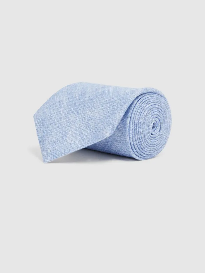 Reiss Ties and Pocket Squares Lazzaro Linen Tie Soft Blue Melange 8211 Men