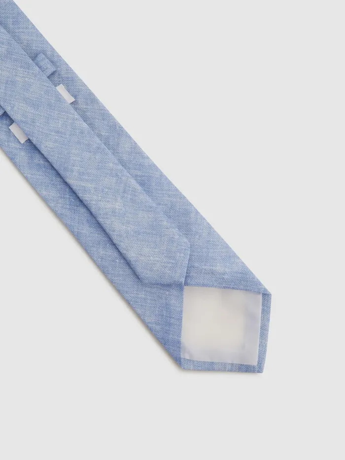Reiss Ties and Pocket Squares Lazzaro Linen Tie Soft Blue Melange 8211 Men