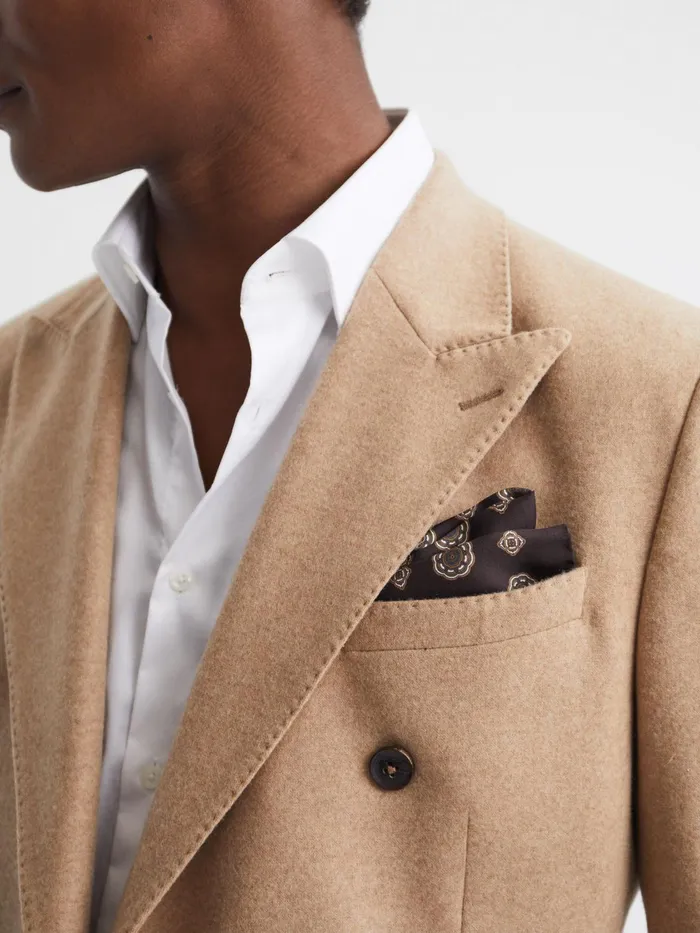 Reiss Ties and Pocket Squares Villora Silk Medallion Print Pocket Square Chocolate 8211 Men