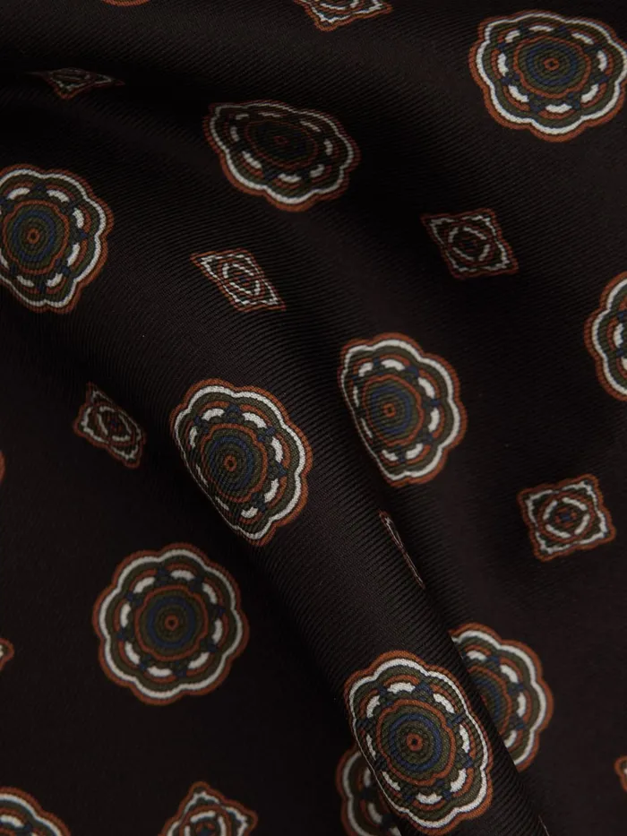 Reiss Ties and Pocket Squares Villora Silk Medallion Print Pocket Square Chocolate 8211 Men