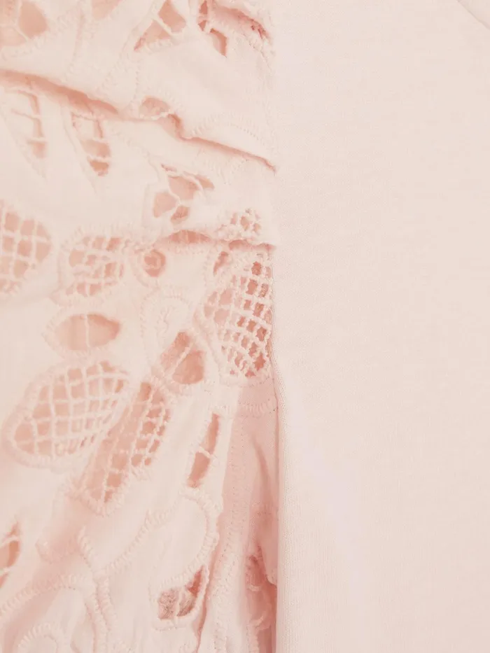 Reiss Tops and Tshirts Alberta Floral Lace Puff Sleeve TShirt Pink 8211 Children