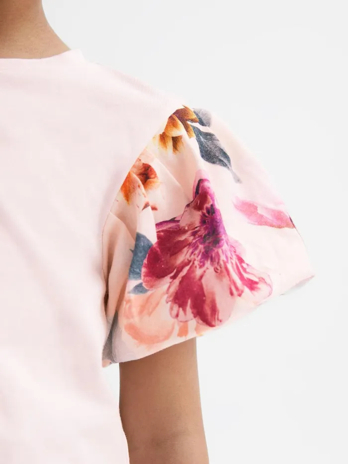Reiss Tops and Tshirts Amira Floral Print Puff Sleeve TShirt Ivory 8211 Children