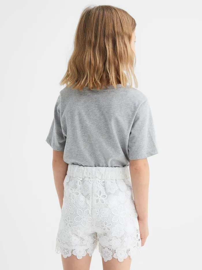 Reiss Tops and Tshirts Bobbi Motif Crew Neck TShirt Grey Marl 8211 Children