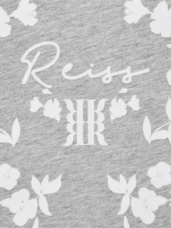 Reiss Tops and Tshirts Bobbi Motif Crew Neck TShirt Grey Marl 8211 Children