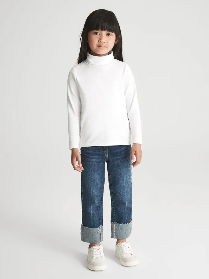 Reiss Tops and Tshirts Carey Roll Neck Long Sleeve Top Ivory 8211 Children