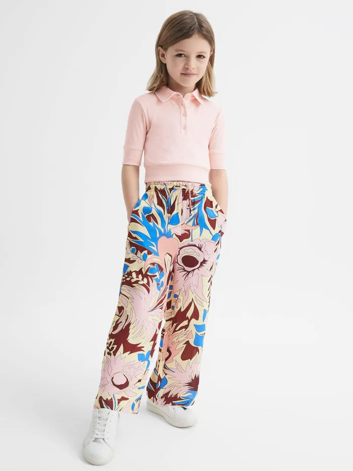 Reiss Tops and Tshirts Eva Cropped Polo Shirt Pink 8211 Children