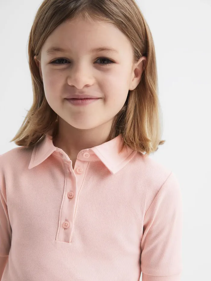 Reiss Tops and Tshirts Eva Cropped Polo Shirt Pink 8211 Children