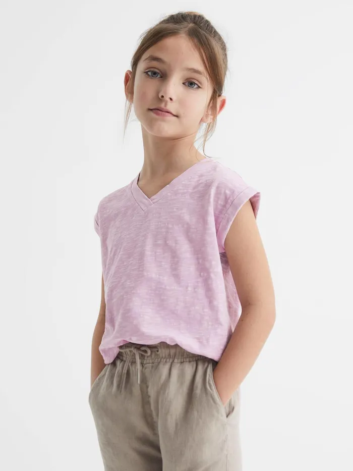 Reiss Tops and Tshirts Freddie Jersey VNeck TShirt Lilac 8211 Children
