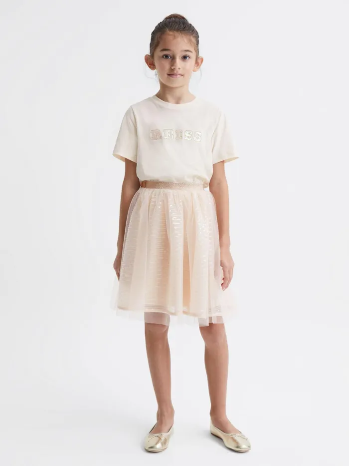 Reiss Tops and Tshirts Jasmine Sequin TShirt Pale Pink 8211 Children