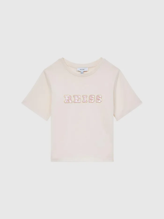 Reiss Tops and Tshirts Jasmine Sequin TShirt Pale Pink 8211 Children