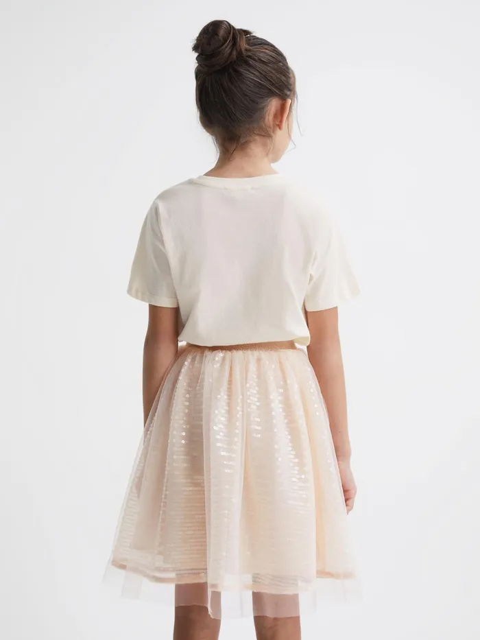 Reiss Tops and Tshirts Jasmine Sequin TShirt Pale Pink 8211 Children