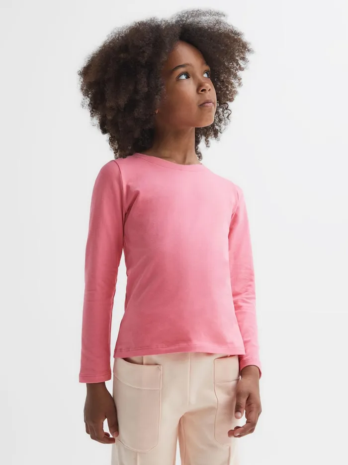 Reiss Tops and Tshirts Mai Long Sleeve Crew Neck TShirt Pink 8211 Children