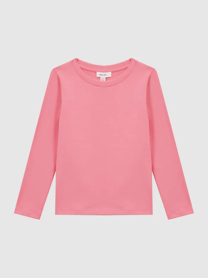 Reiss Tops and Tshirts Mai Long Sleeve Crew Neck TShirt Pink 8211 Children