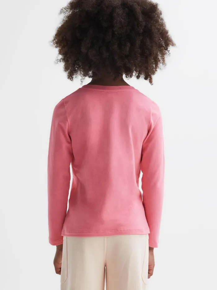Reiss Tops and Tshirts Mai Long Sleeve Crew Neck TShirt Pink 8211 Children