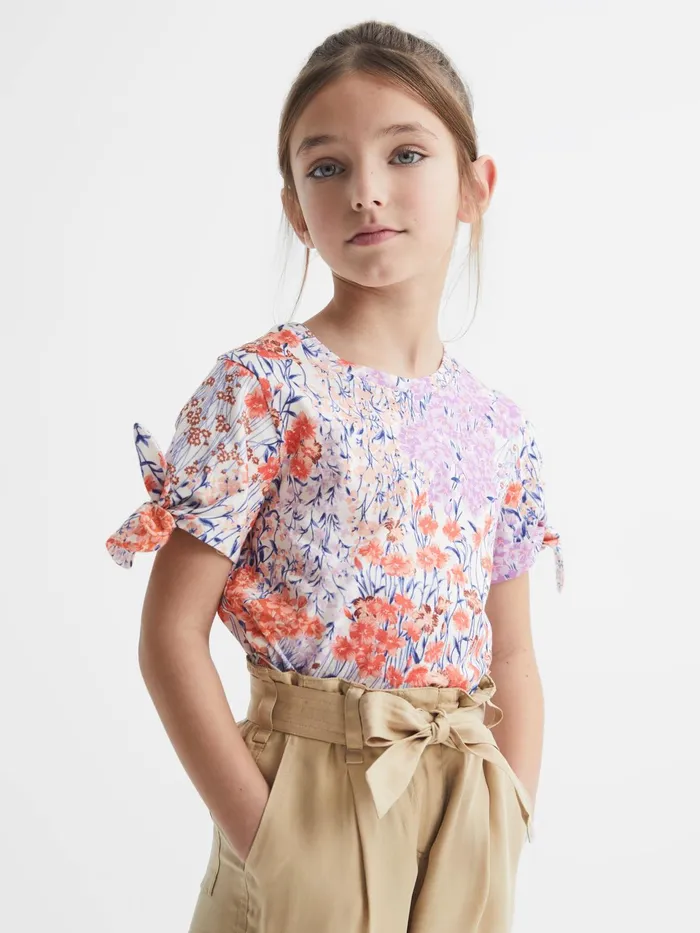 Reiss Tops and Tshirts Tally Printed Cotton TShirt Pink 8211 Children