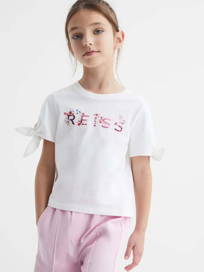 Reiss Tops and Tshirts Tally Printed Cotton TShirt Pink Print 8211 Children