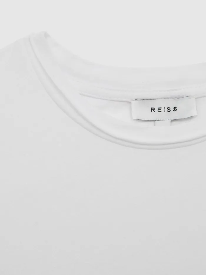 Reiss Tops and Tshirts Terry Cotton Crew Neck Cropped TShirt Pink 8211 Children