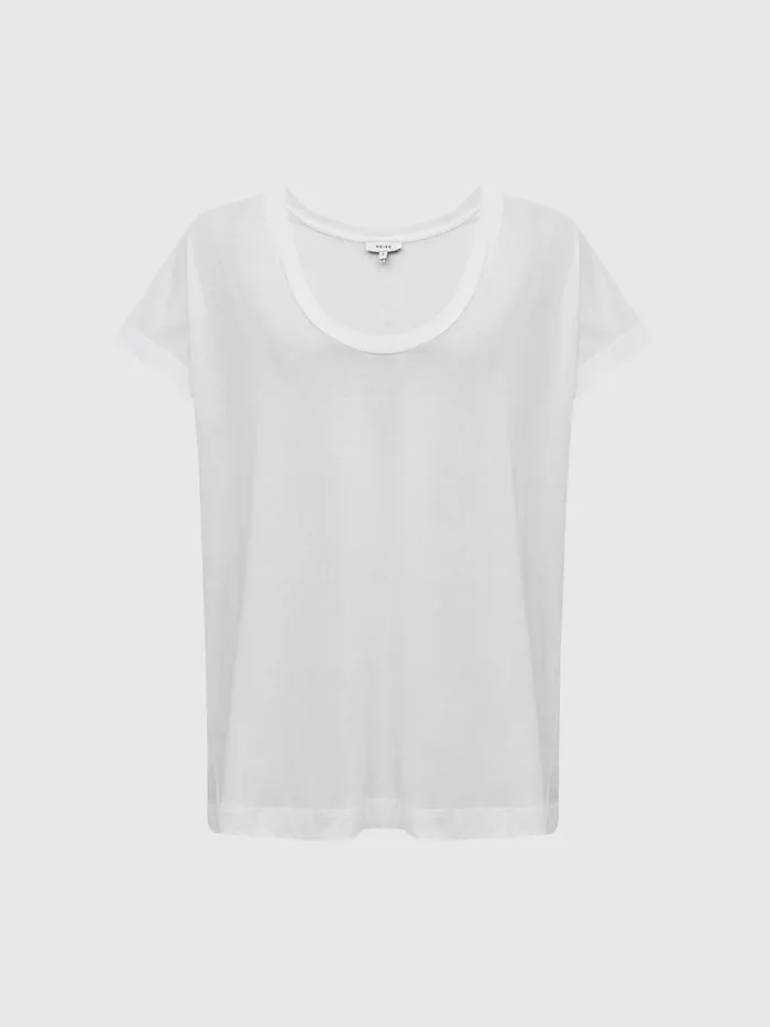 Reiss Tops Caia Scoop Neck Pima Cotton TShirt Black 8211 Women