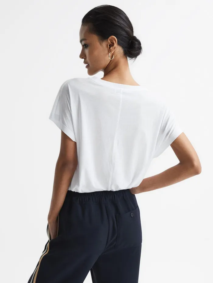 Reiss Tops Caia Scoop Neck Pima Cotton TShirt Black 8211 Women