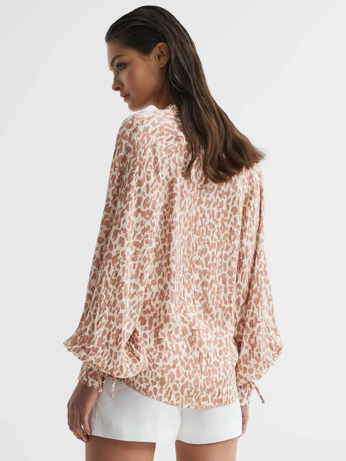 Reiss Tops Calla Animal Print Blouse Neutral 8211 Women