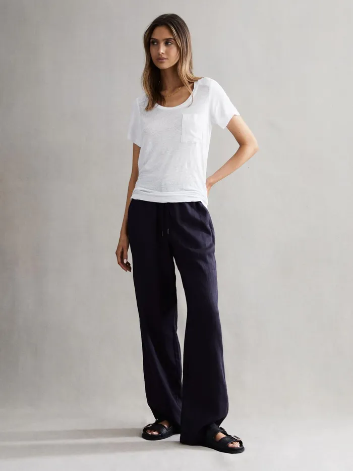 Reiss Tops Camilla Linen Short Sleeve TShirt White 8211 Women