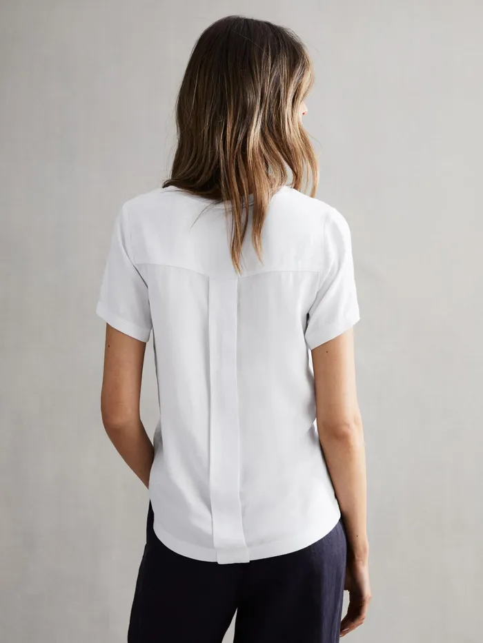Reiss Tops Camilla Linen Short Sleeve TShirt White 8211 Women