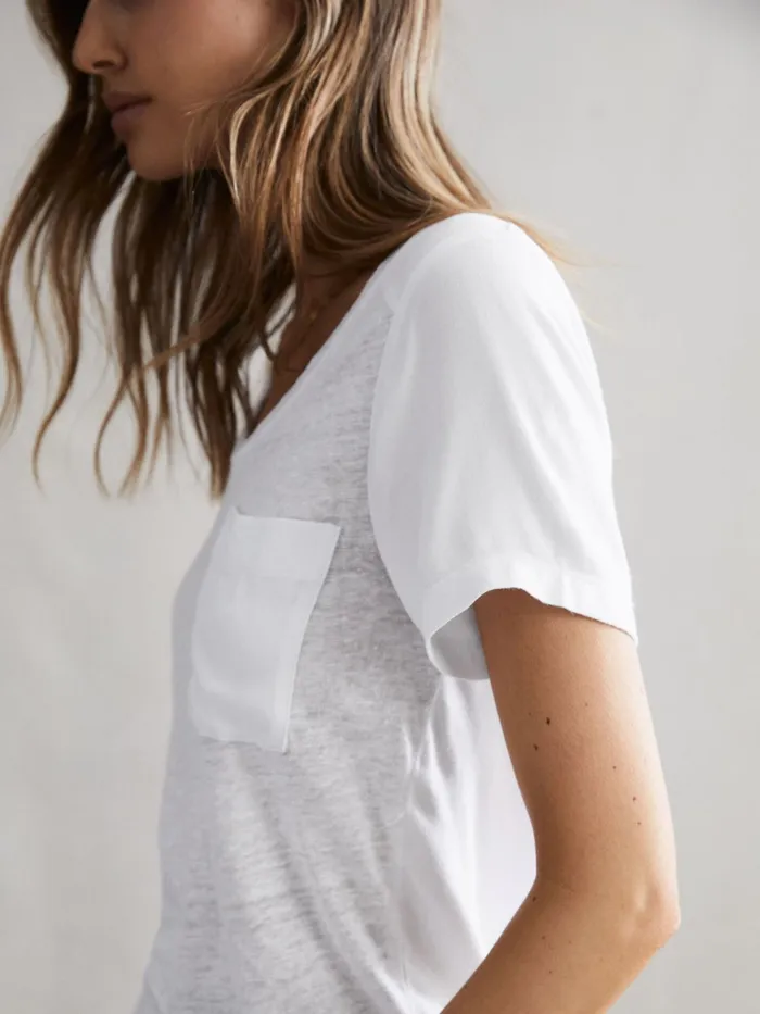 Reiss Tops Camilla Linen Short Sleeve TShirt White 8211 Women