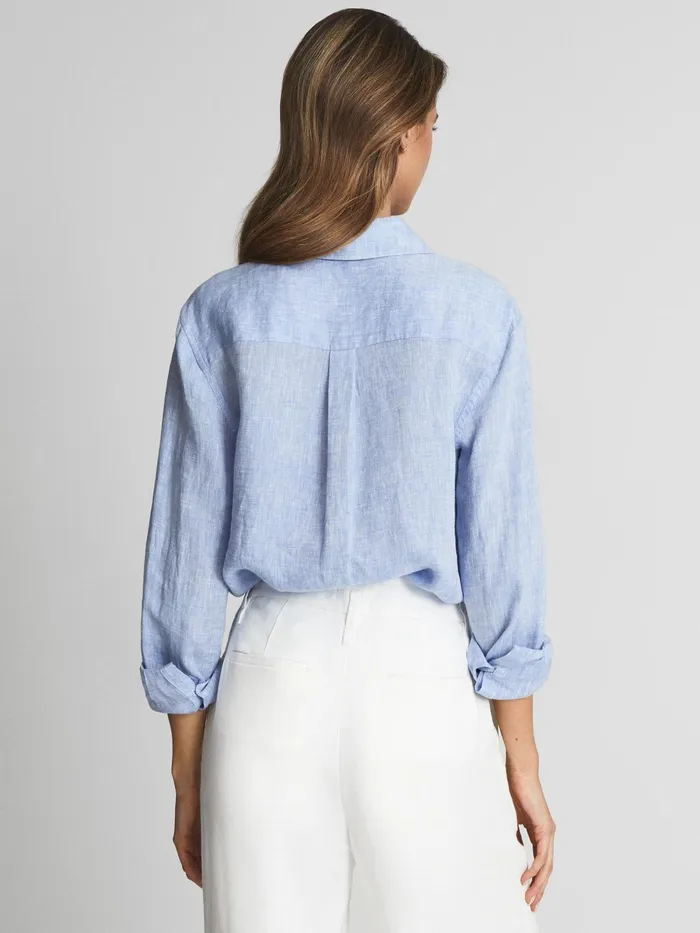 Reiss Tops Campbell Linen Shirt Blue 8211 Women