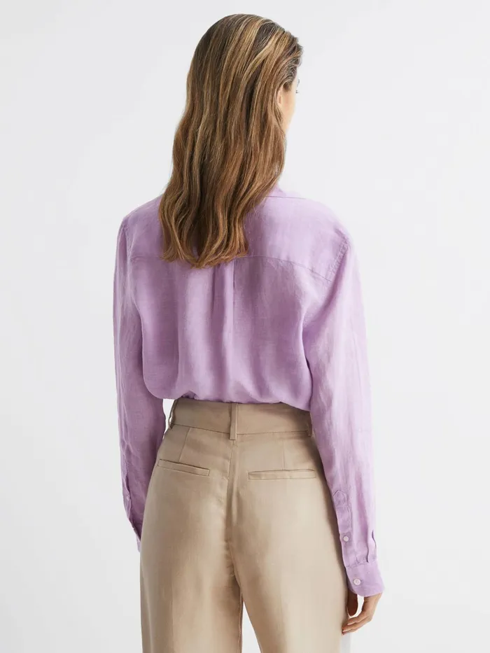 Reiss Tops Campbell Linen Shirt Lilac 8211 Women