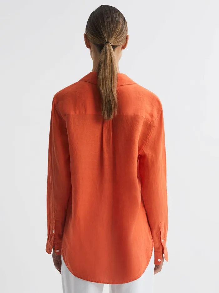 Reiss Tops Campbell Linen Shirt Orange 8211 Women