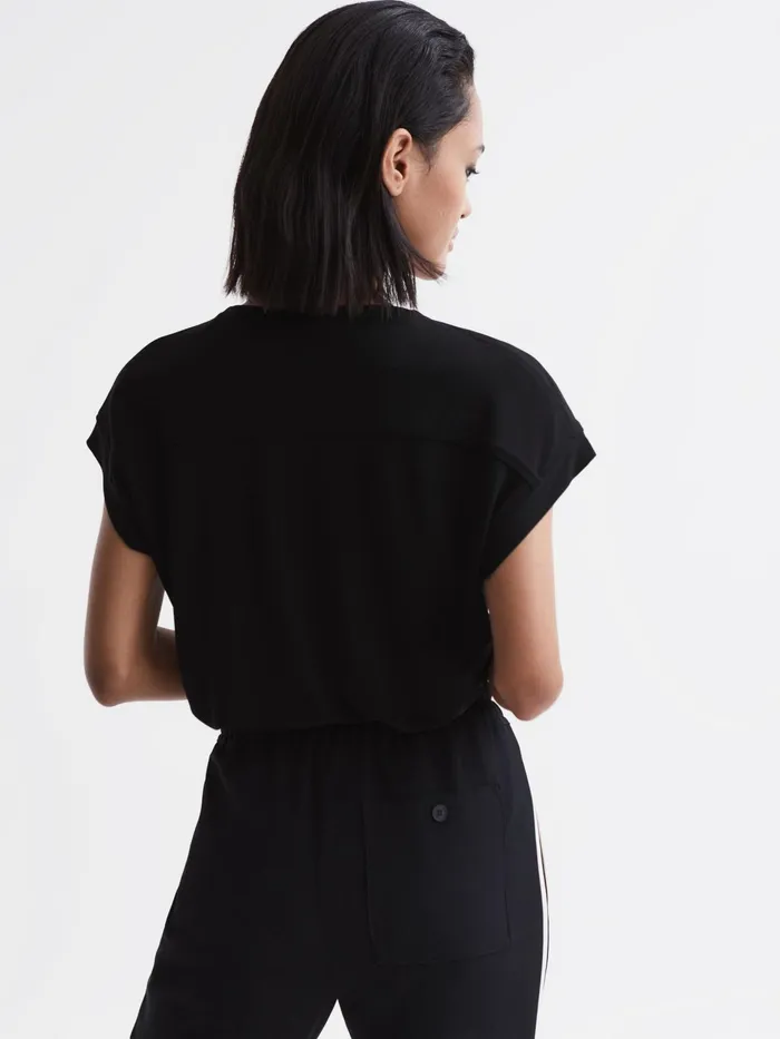 Reiss Tops Delia VNeck Short Sleeve Top Black 8211 Women