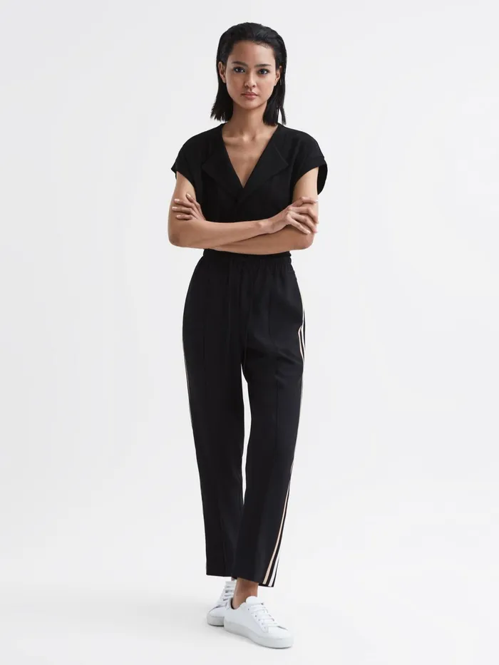 Reiss Tops Delia VNeck Short Sleeve Top Black 8211 Women