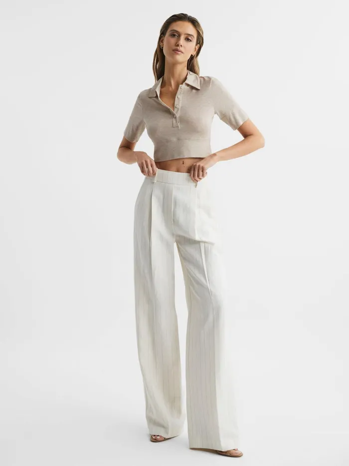 Reiss Tops Eva Polo Crop Top Neutral 8211 Women