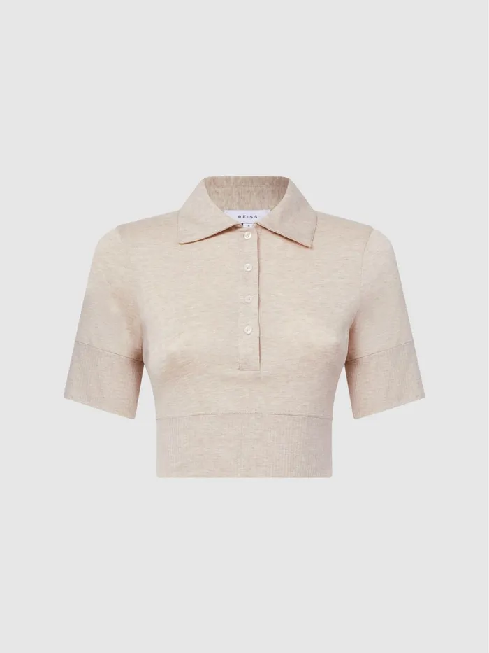 Reiss Tops Eva Polo Crop Top Neutral 8211 Women