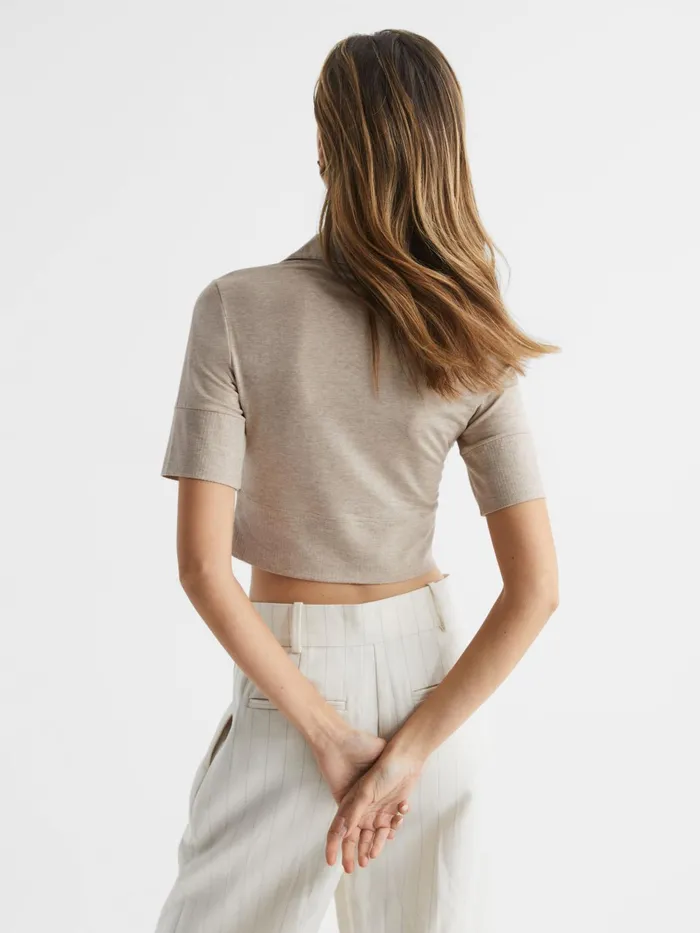 Reiss Tops Eva Polo Crop Top Neutral 8211 Women