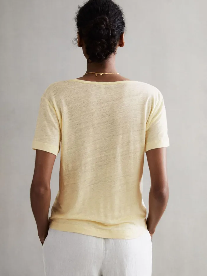 Reiss Tops Frances Linen Scoop Neck TShirt Lemon 8211 Women